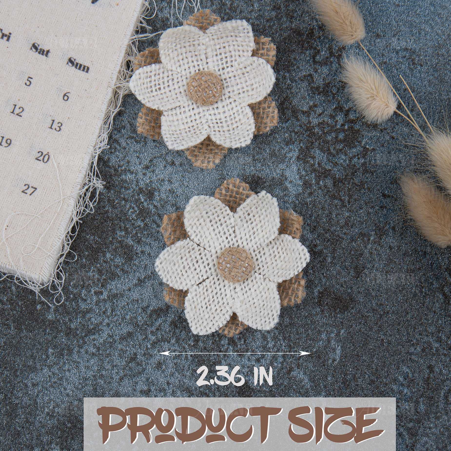 AUEAR 20 Pack Handmade Burlap Flowers - Natural Beige Roses For Wedding & Home Decor, DIY Crafts