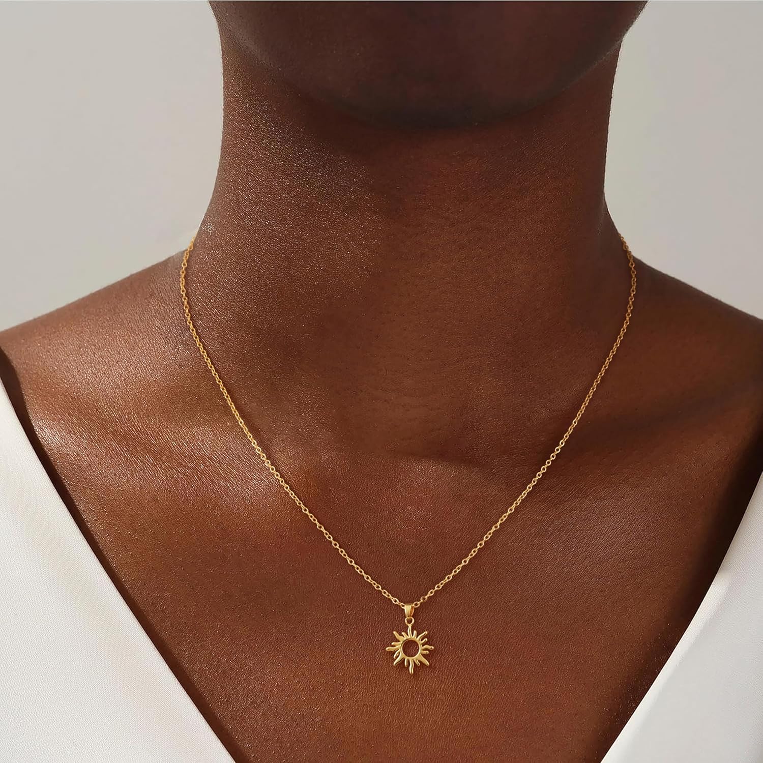 CHESKY Layered Necklaces for Women Trendy, Dainty 14k Gold Plated Pendant Necklace Layering Necklace for Women Non Tarnish Hypoallergenic Sun Gold Necklace Stack Gold Jewelry for Women Gifts - Image 2