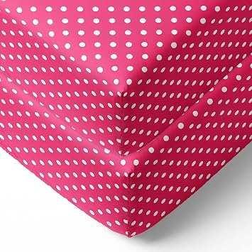 Bacati - 2 Pack Pin Dots Girls 100% Cotton Universal Baby US Standard Crib or Toddler Bed Fitted Sheets PIN DOTS, PIND Fuchsia