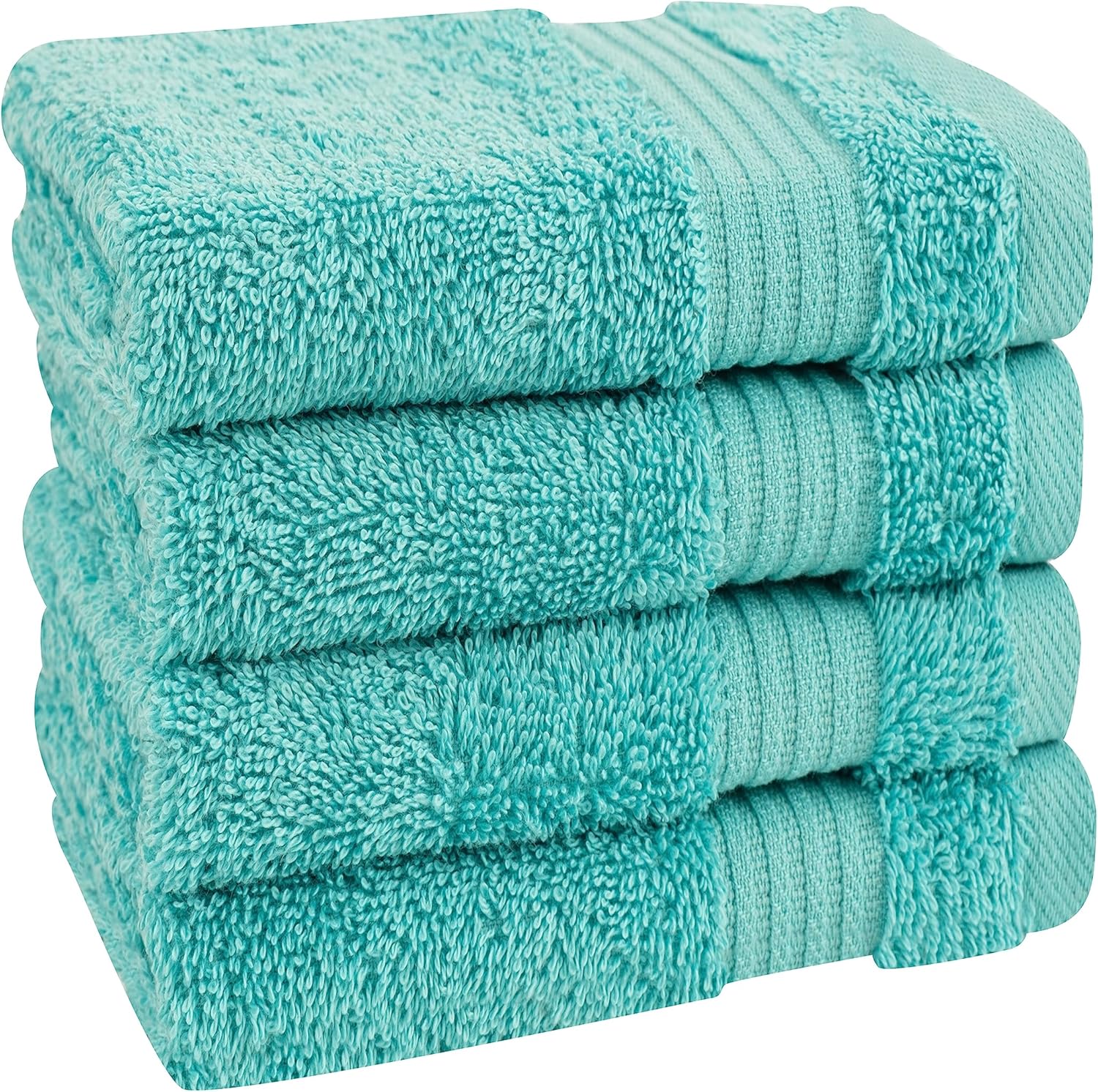 Cotton Paradise 100% Cotton Turkish Washcloth Set for Bathroom, 4 Piece Soft Absorbent Small Towels Wash Rags, Turquoise - Image 3