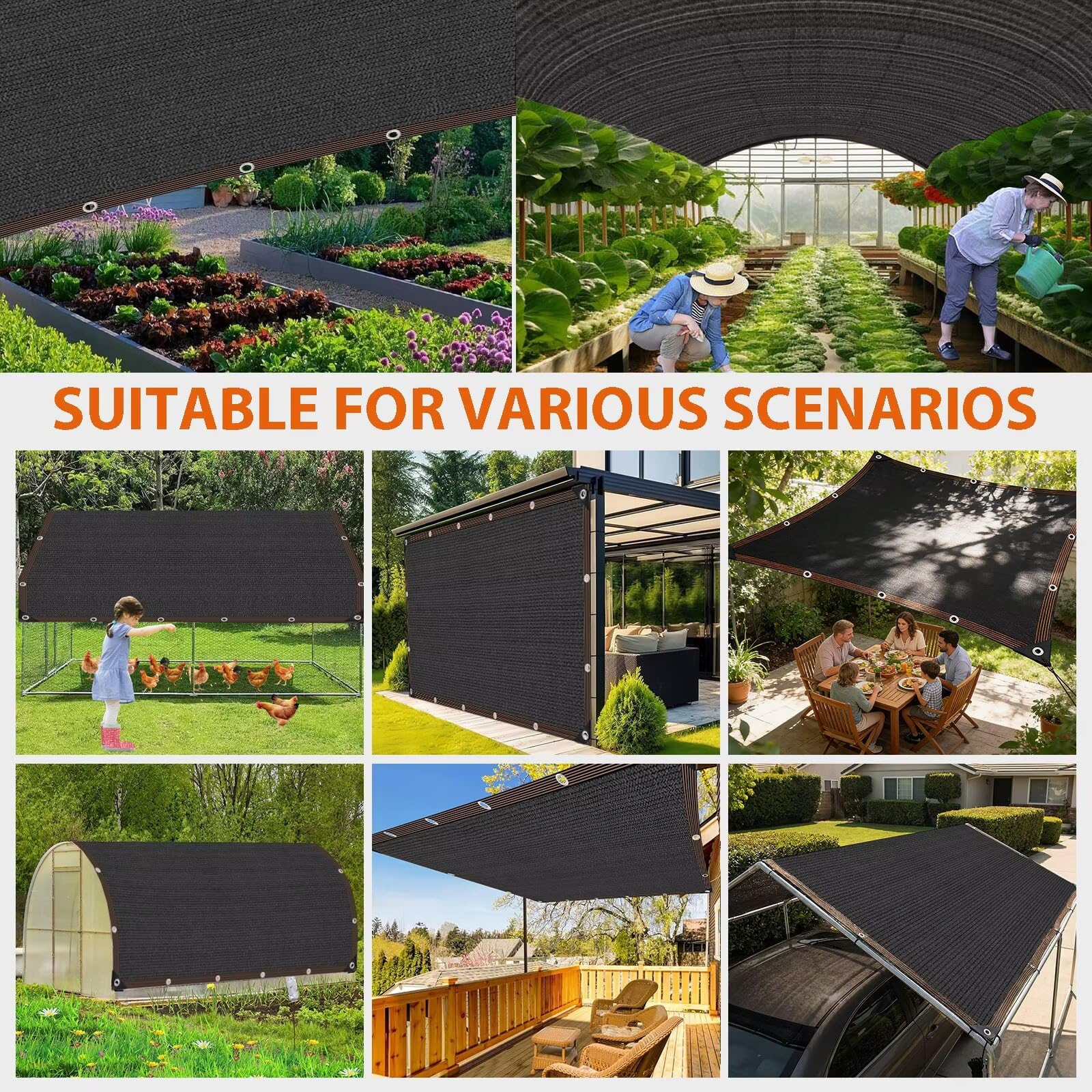 Toile d'ombrage 90% de résistant aux intempéries, Respirant. Protection Solaire pour Plantes, Serre, terrasse, Tente de Jardin, Niche pour Animaux domestiques1.5x11.5 m
