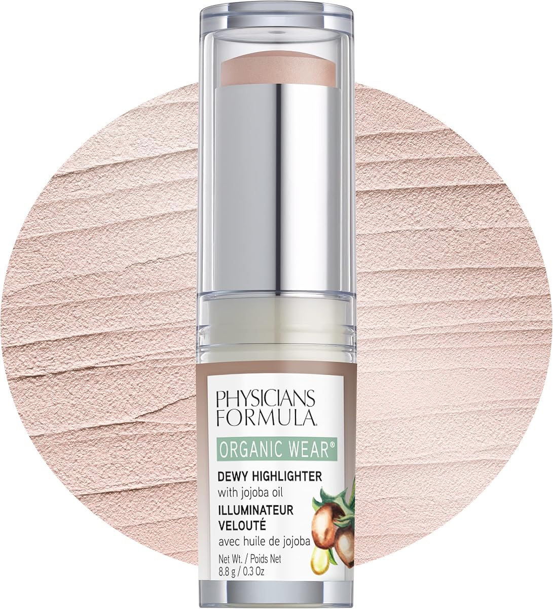 Physicians Formula Organic Wear All Natural Dewy Highlighter Stick Makeup, Stick Cream To Powder, Dew Frost, Dermatologist Tested
