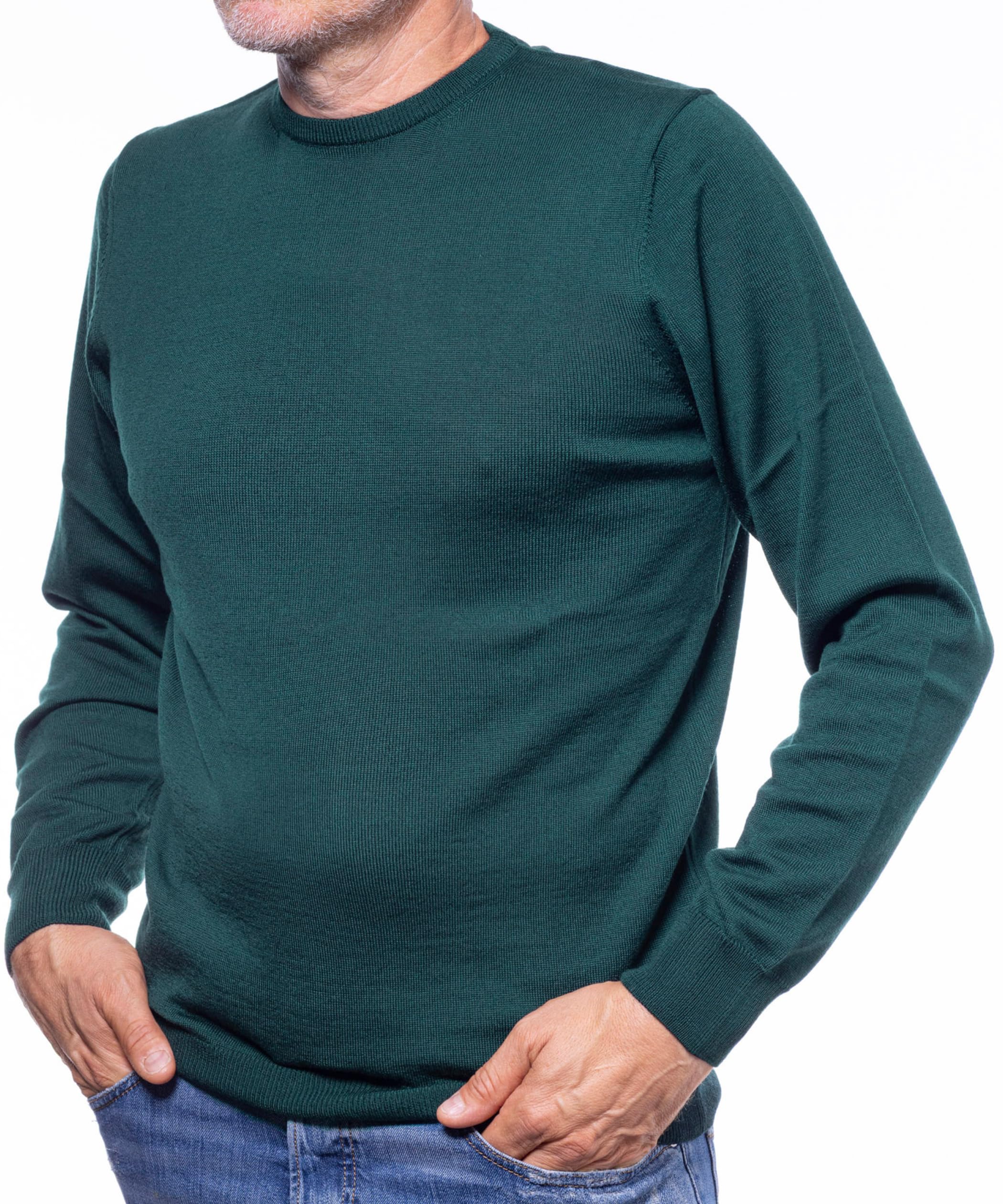 Pull homme mérinos col rond en tricot rasé de qualité supérieure - 8