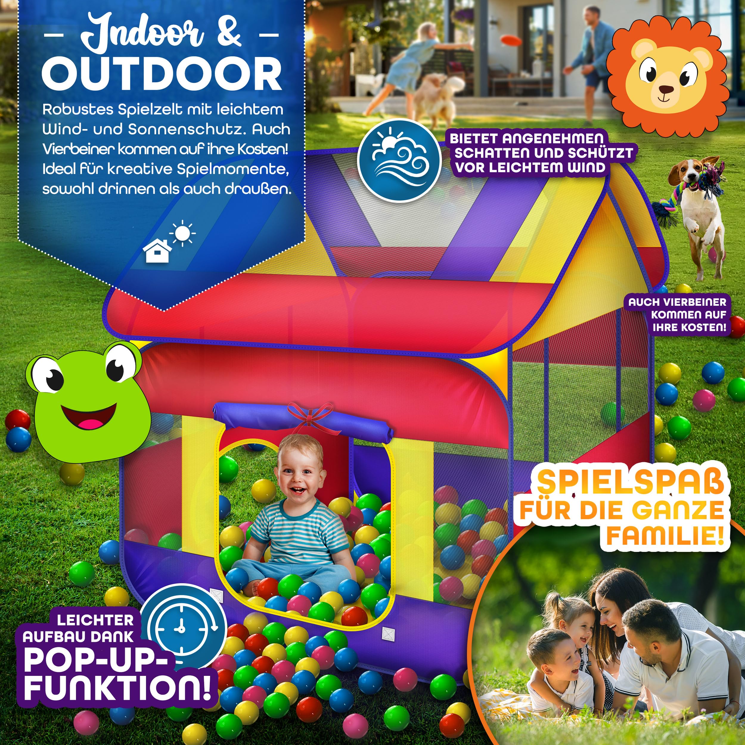 KIDUKU® Bällebad XXL + 300 Bälle + Tasche Spielhaus Babyzelt Spielzelt Kinderzelt ideal für dinnen und draußen