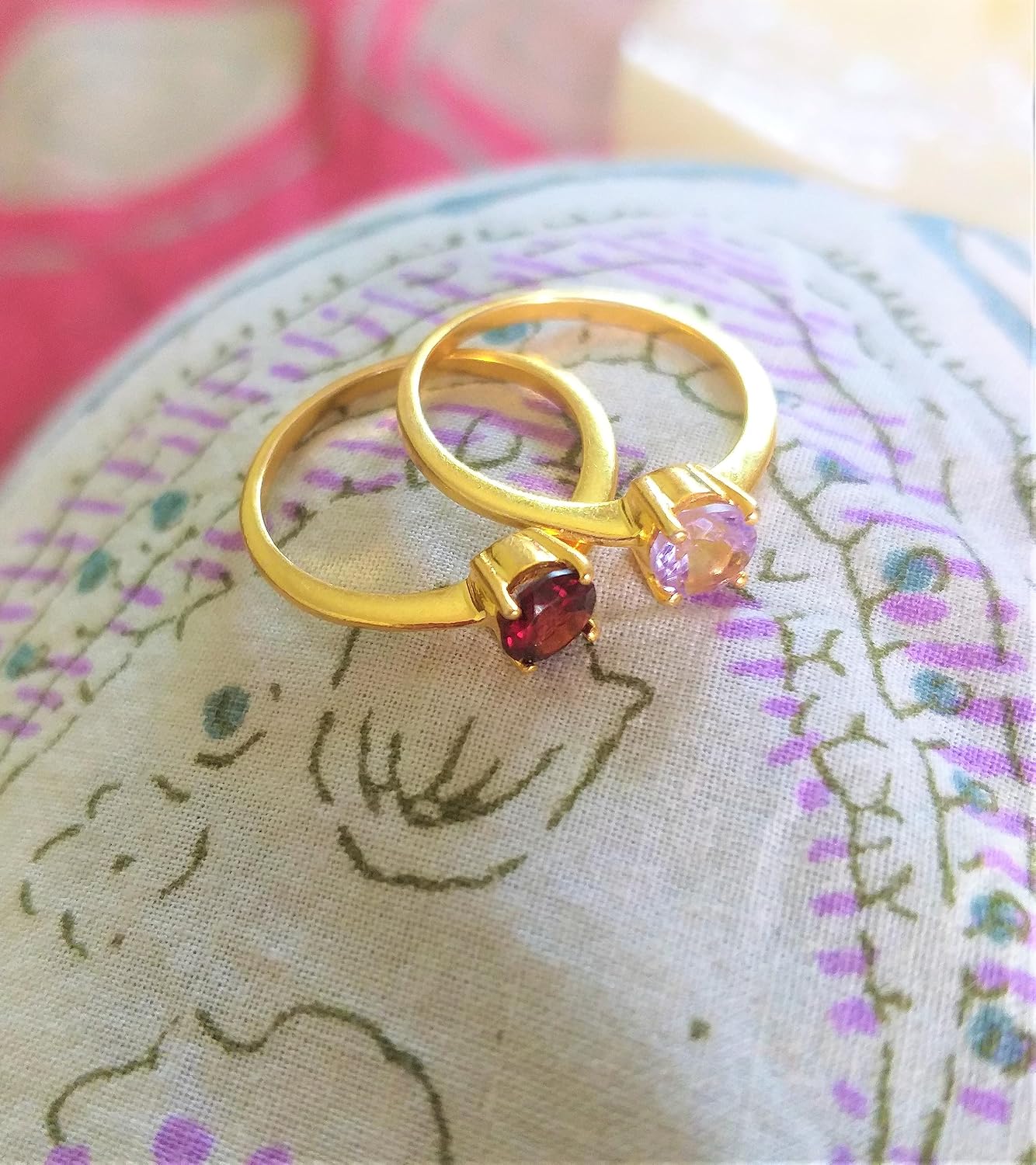 Natural garne ring, american diamond Ring, Gold plated Ring, Healing crystal Ring, Promise Ring, Daily Wear Ring, Engagement Ring, Gift For Her, Women Ring