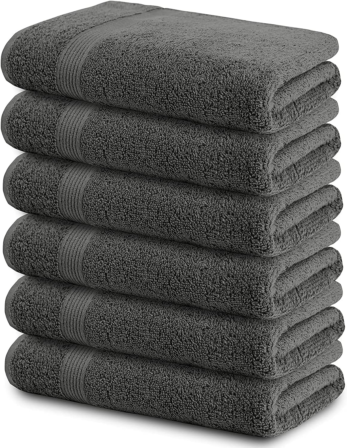 100% Cotton Bath Towels Set - Grey 24"x48" Pack of 6 Ultra Soft Bath Towel 100% Cotton Bath Towel Set Highly Absorbent Daily Usage Bath Towel Ideal for Pool Home Gym Spa Hotel Bath Towel Set