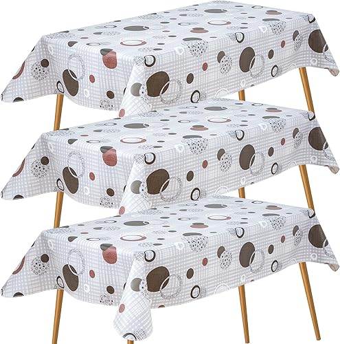 Vista 19 de FIFTY FEET Mantel rectangular de 70 x 52 pulgadas, mantel de vinilo con respaldo de franela para mesas rectangulares impermeable, cubierta de mesa