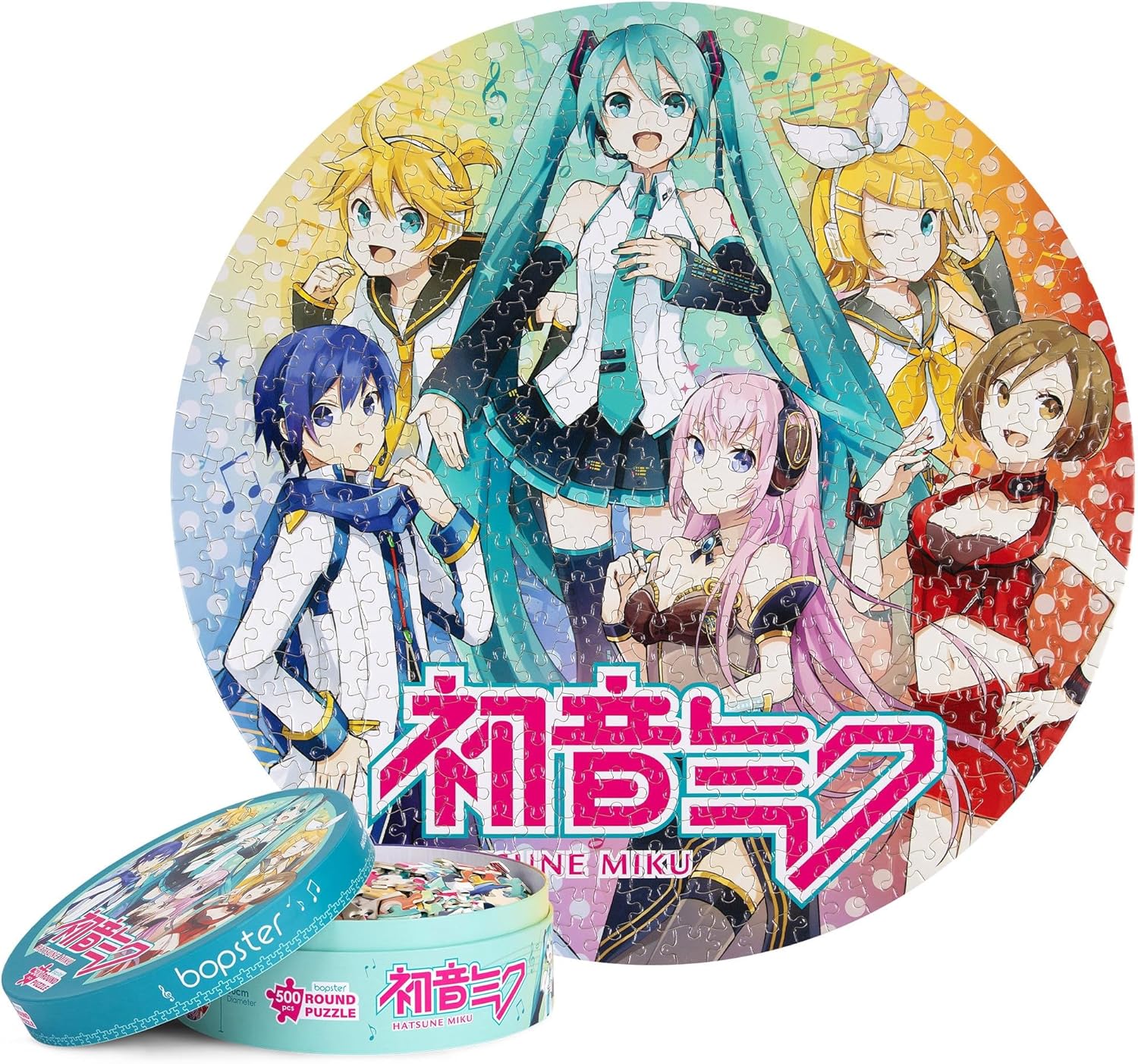 Hatsune Miku Round Puzzle - 500 Pieces, 50cm Diameter, Vibrant Colors, Eco-Friendly 3-Layer Recycled Card Japanese Idol