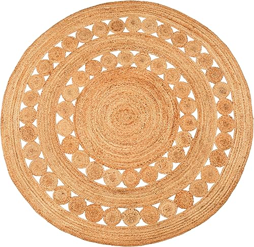 Miniatura 2 de Alfombra trenzada redonda de yute de fibra natural, grande de 8 pies, alfombra de granja, alfombra de área grande, alfombras de diseño, ideal como