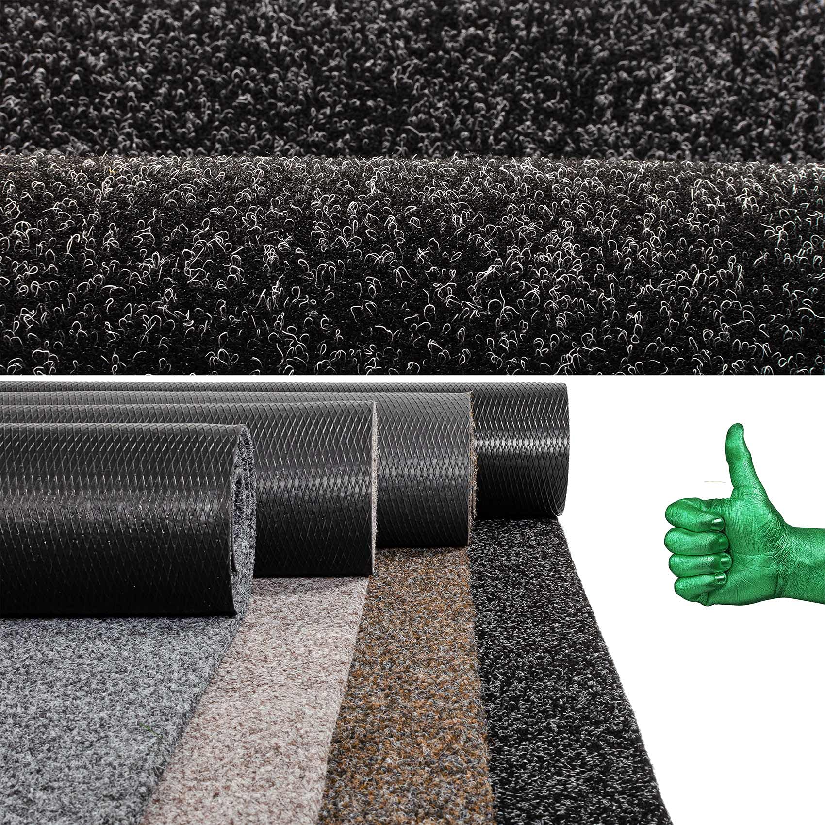 Poet Tapis de sol, paillasson, anti-salissures, pour l'intérieur et l'extérieur, convient au couloir, hall d’entrée, noir, 100 x 300 cm