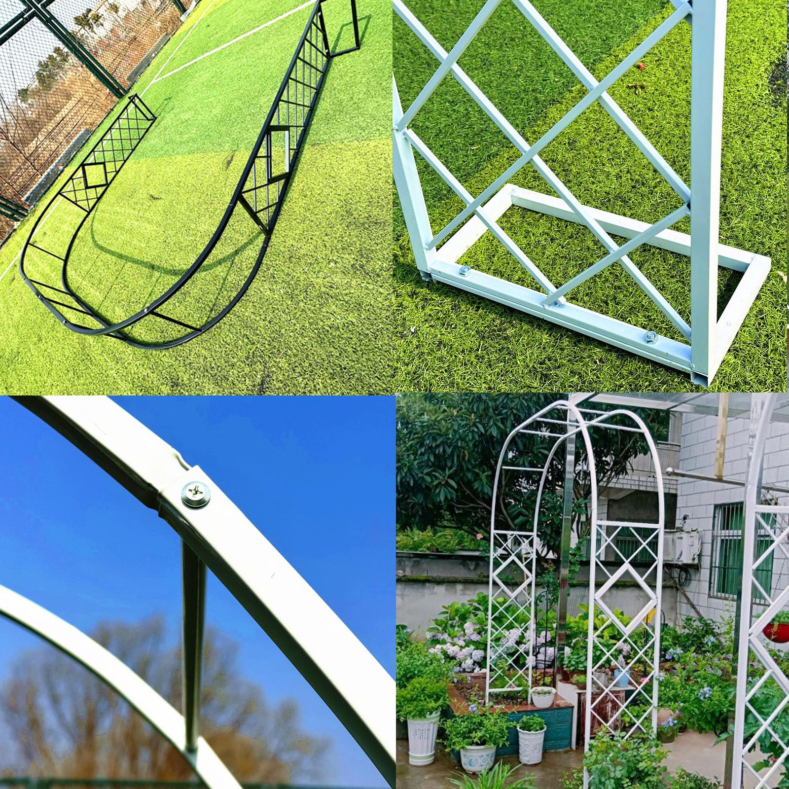 Arco de jardín de metal resistente para plantas trepadoras, resistente a la intemperie, arco de pérgola al aire libre con bases