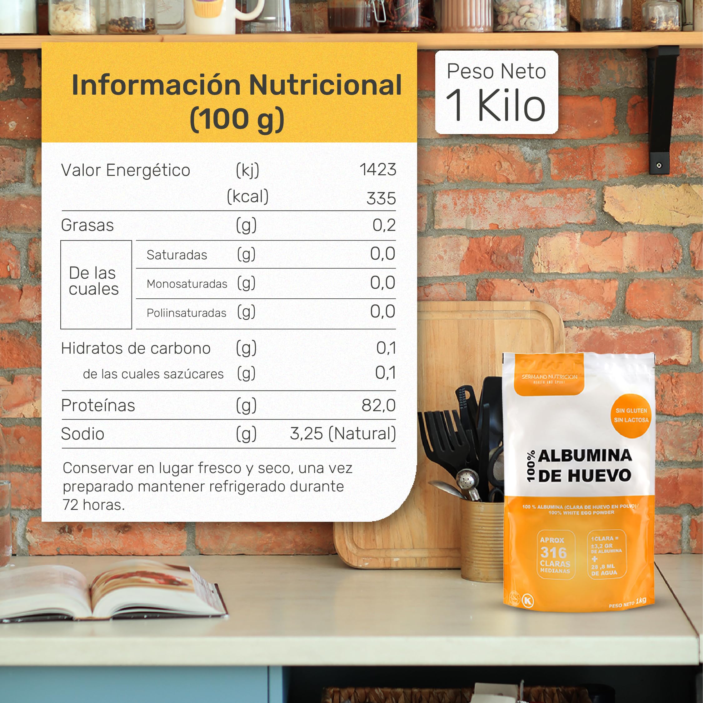 Blanc d'Œuf en Poudre (1 kg) | Blancs d'Œufs en Poudre | Albumine d'Œuf | Sans Additifs | Produits Sans Lactose | Présentation en Sachet Zip