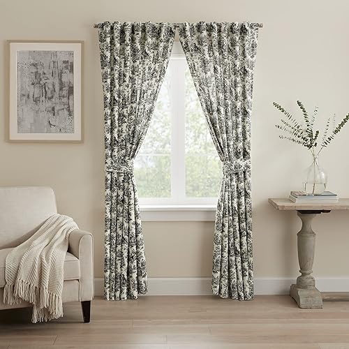 Waverly Charmed Life - Cortinas clásicas con pestañas traseras con bolsillo para cortinero francés para ventanas en dormitorio, cocina o sala de