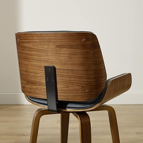 Miniatura 3 de Zouron Sillas de comedor giratorias de 360 moderna silla de cuero sintético retro de mediados de siglo con patas de madera de nogal Bentwood sillas