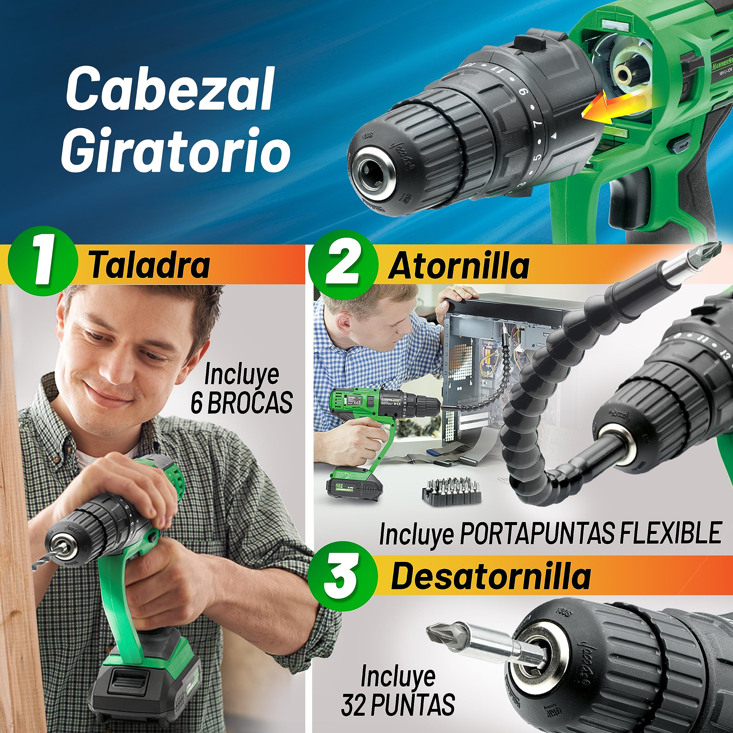 HERRAMIENTA "7 EN 1" MULTITOOL Galería del Coleccionista 58 piezas y Maletín-Organizador Cabezales intercambiables Sin cable Máxima autonomía Prestaciones profesionales Fácil de usar