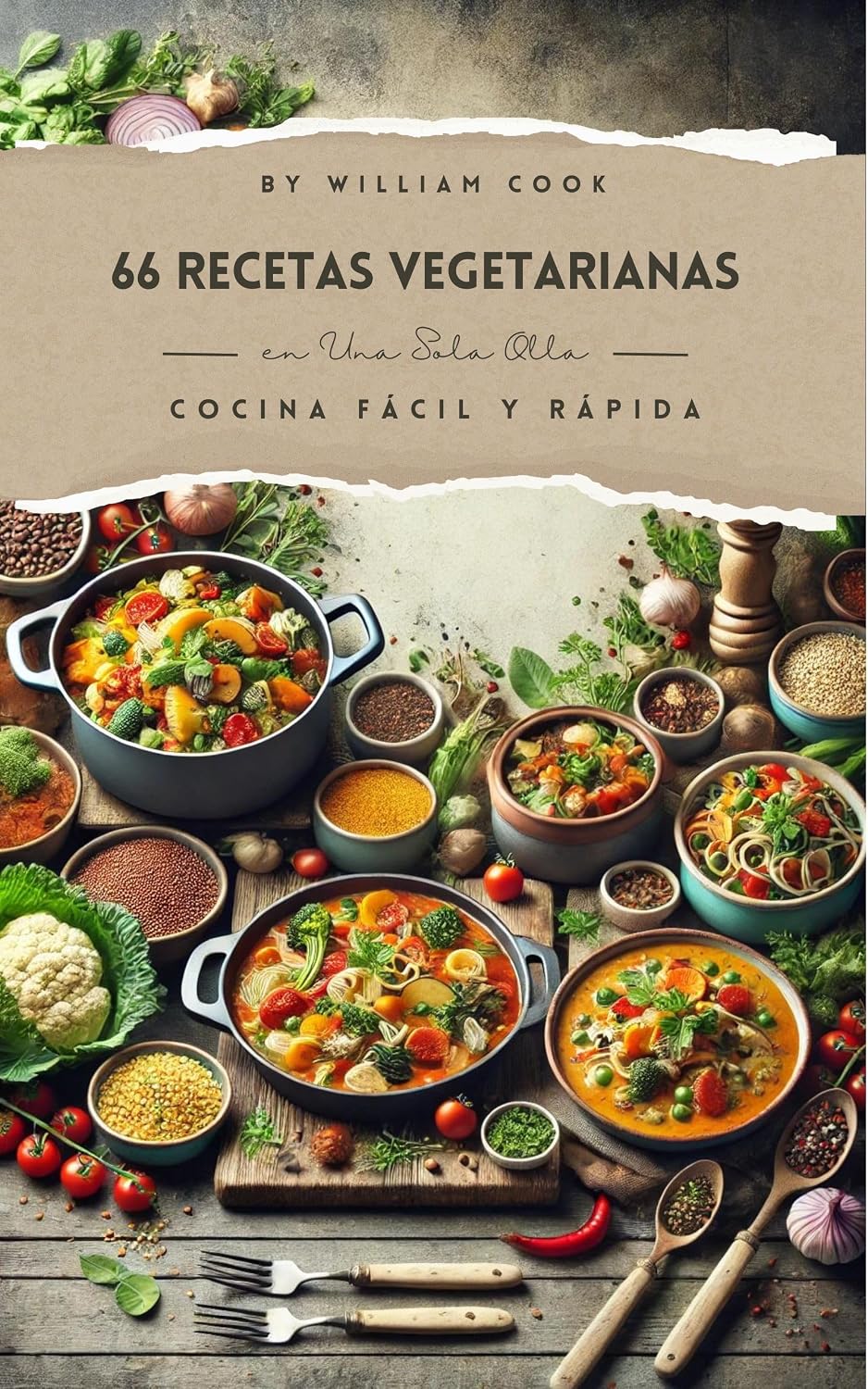 66 Recetas Vegetarianas en Una Sola Olla: Cocina Fácil y Rápida: para Estudiantes, Profesionales y Amantes de la Comida Saludable (Spanish Edition)