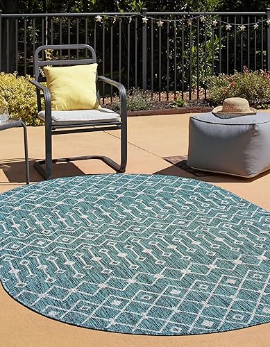 Vista 158 de Unique Loom Alfombra Colección enrejado Marroquí Celosía Transicional Interior y Exterior, Polipropileno Gris carbón/natural