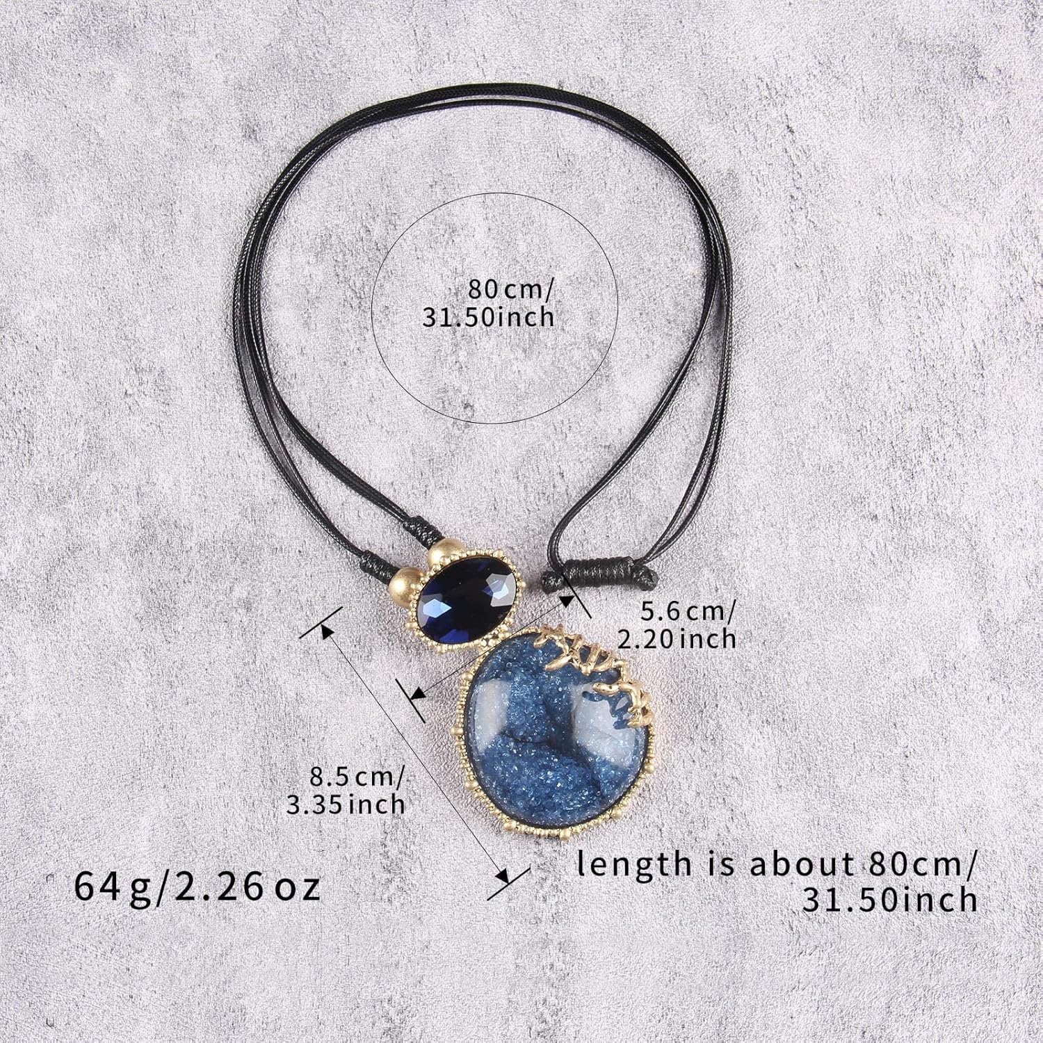 GelConnie Leather Necklace for Women Large Pendant Long Brown Necklace Circle Leather Choker Vintage Sweater Necklace Gold Chunky Boho Necklaces for Women - Image 6