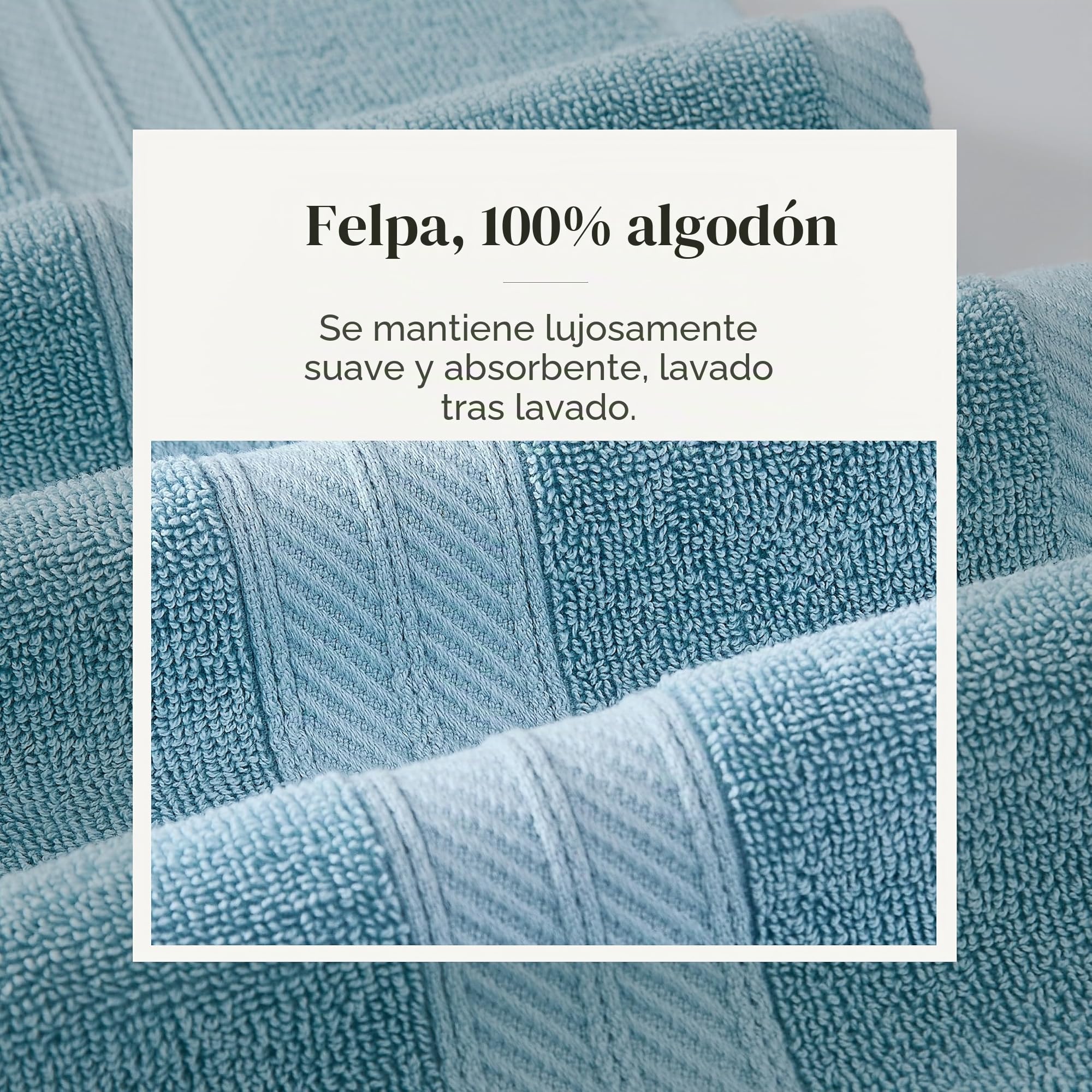 Modern Threads Trefoil Filigree - Juego de 6 Toallas Reversibles de Jacquard teñidas con Hilo teñido, Toallas de baño, Toallas de Mano y paños de baño, súper absorbentes y de Secado rápido, 100%