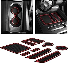 CupHolderHero for Chevy Camaro Accessories 2010-2015 Premium Custom Interior Non-Slip Anti Dust Cup Holder Inserts, Center Console Liner Mats, Door Pocket Liners 8-pc Set (Red Trim)