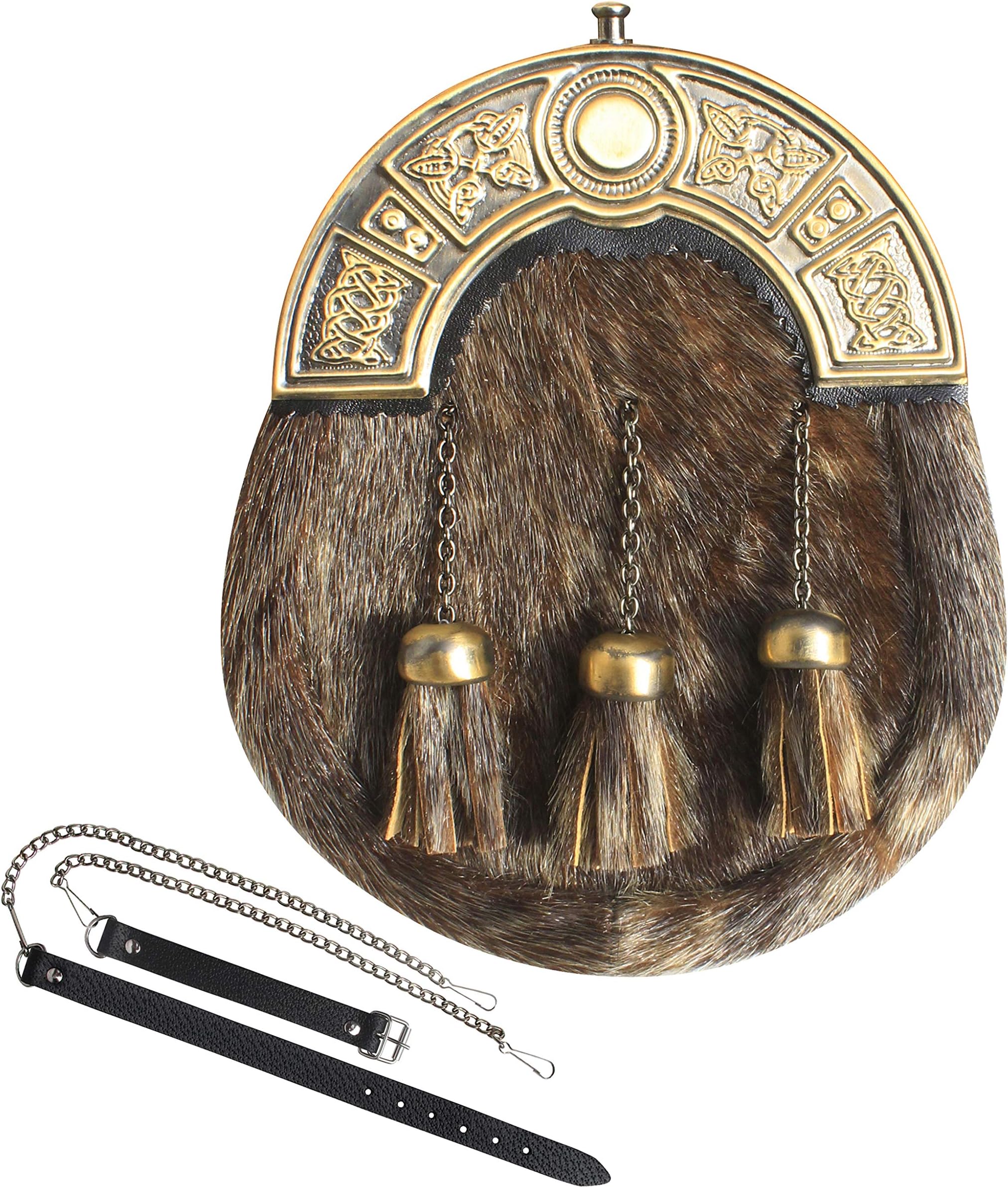 Leather sporran scottish highland wear celtic chain belt kilt accessories