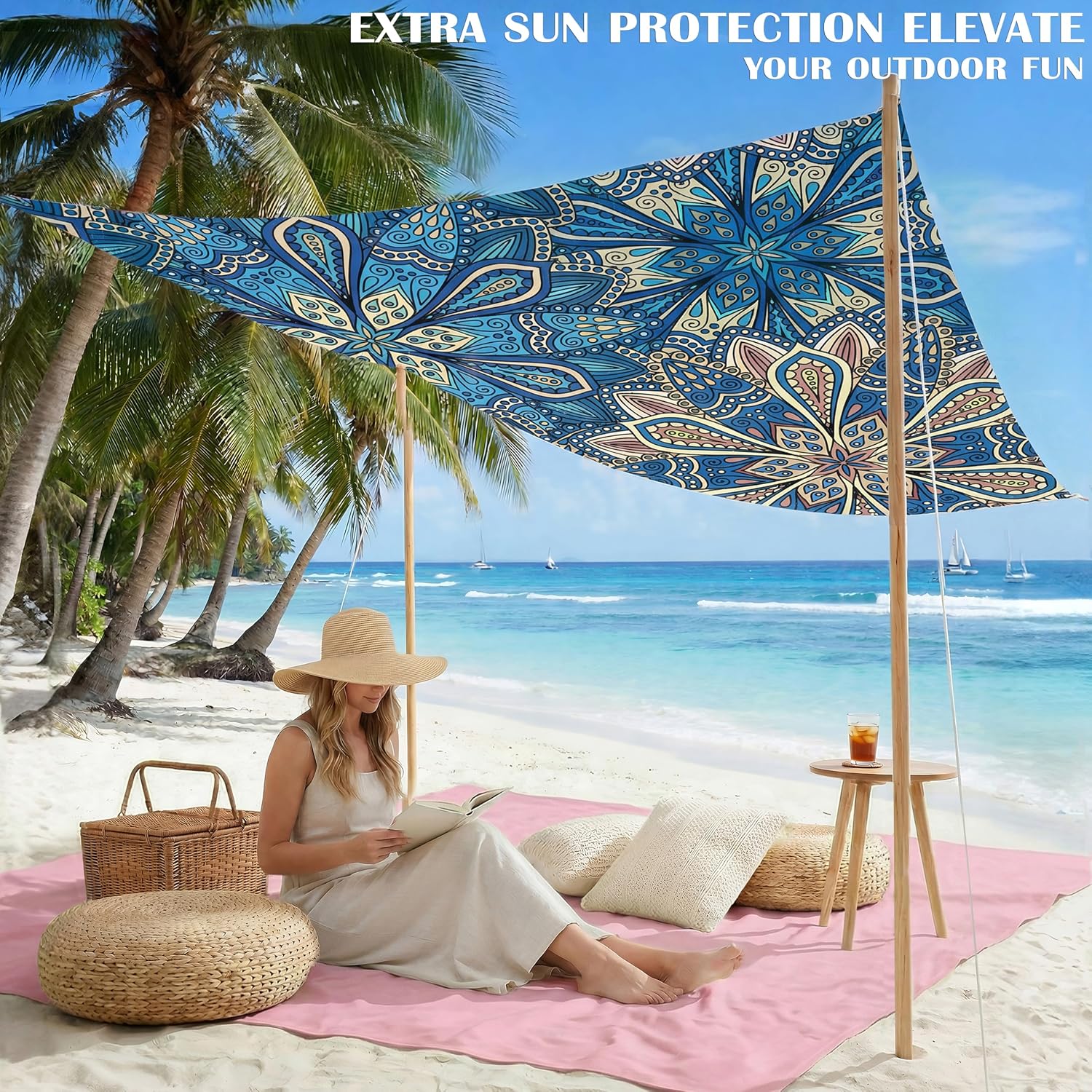 Beach Blanket Waterproof Sandproof 78''X81''/10'X9' Oversized Big Blanket | Sand Free Large Blanket for Beach,Waterproof Picnic Hiking Blankets with Stakes, Lightweight Foldable Beach Towel Accessories thumbnail