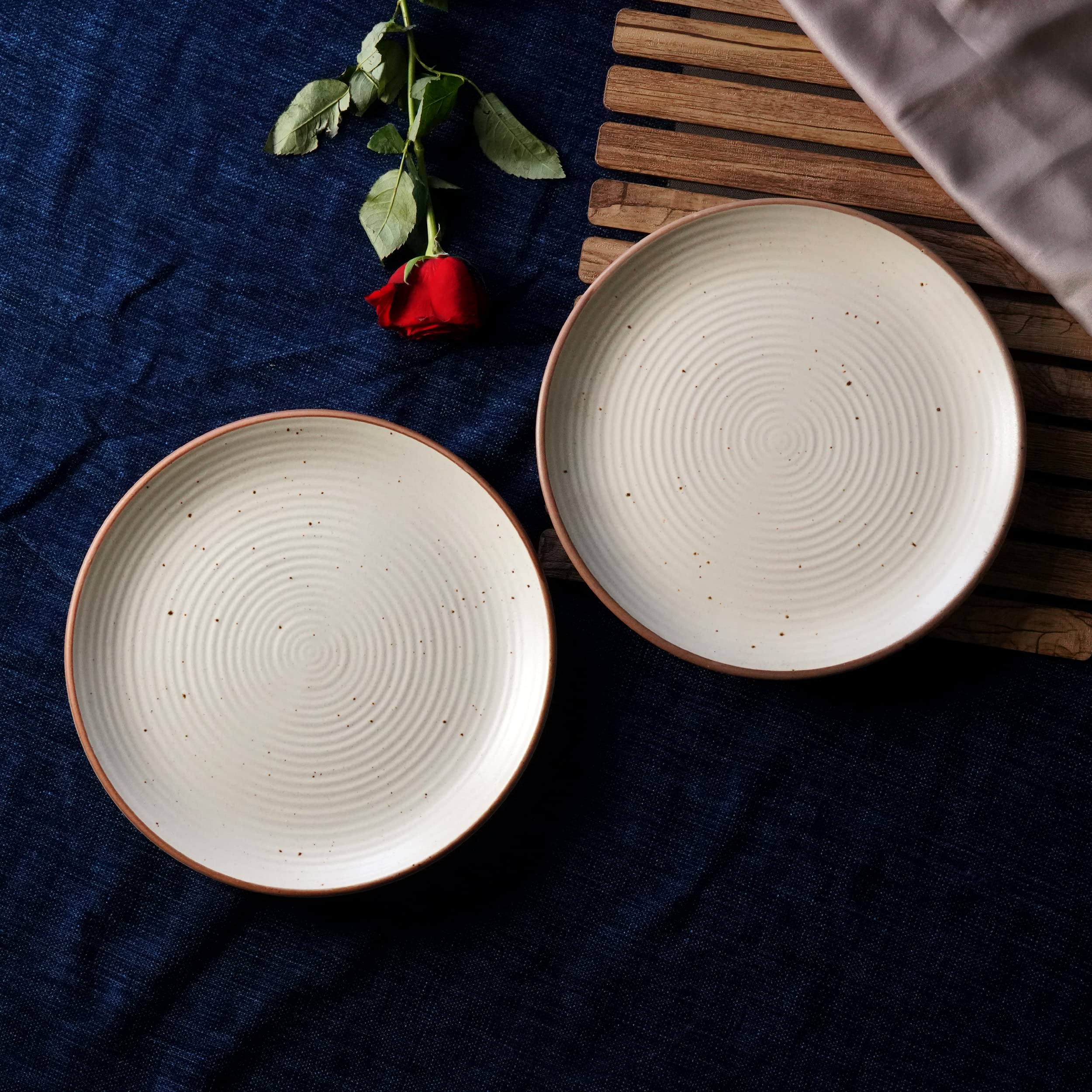 Freakway Cream Ribbed Stoneware Dinner Plates 10.3 Inch Set of 2 Pcs Ceramic Plates for Dinner | Microwave & Dishwasher Safe | Off White (B08M9DZH2N) Amazon Price History, Amazon Price Tracker