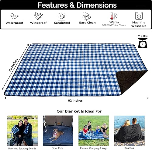 Miniatura 2 de Brawntide - Manta grande impermeable para exteriores, acolchada, forro polar extragrueso, cálida, resistente al viento, a prueba de arena, incluye