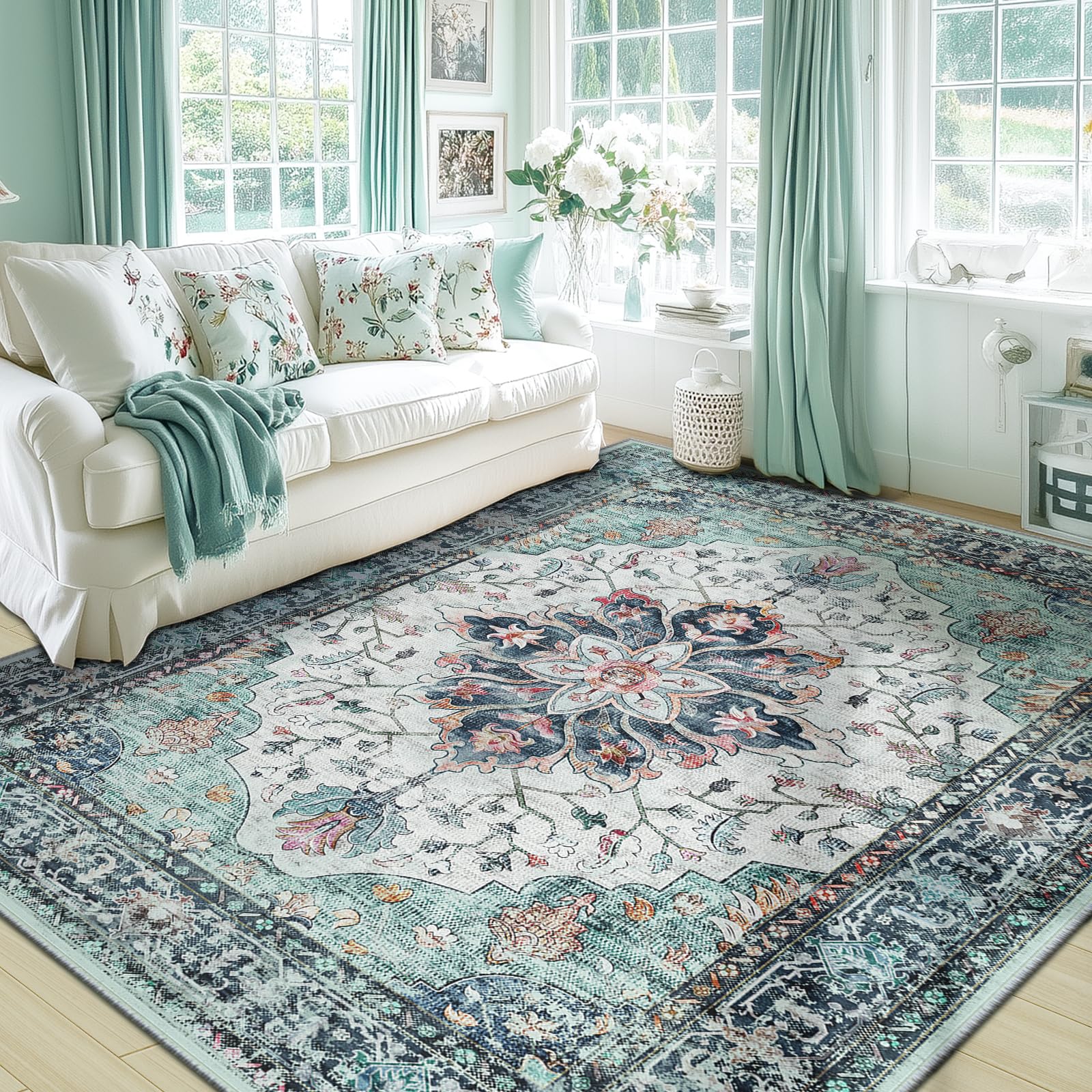 Amazon.com: RELEANY Area Rugs 6'x9' Washable Non-Slip, Floral