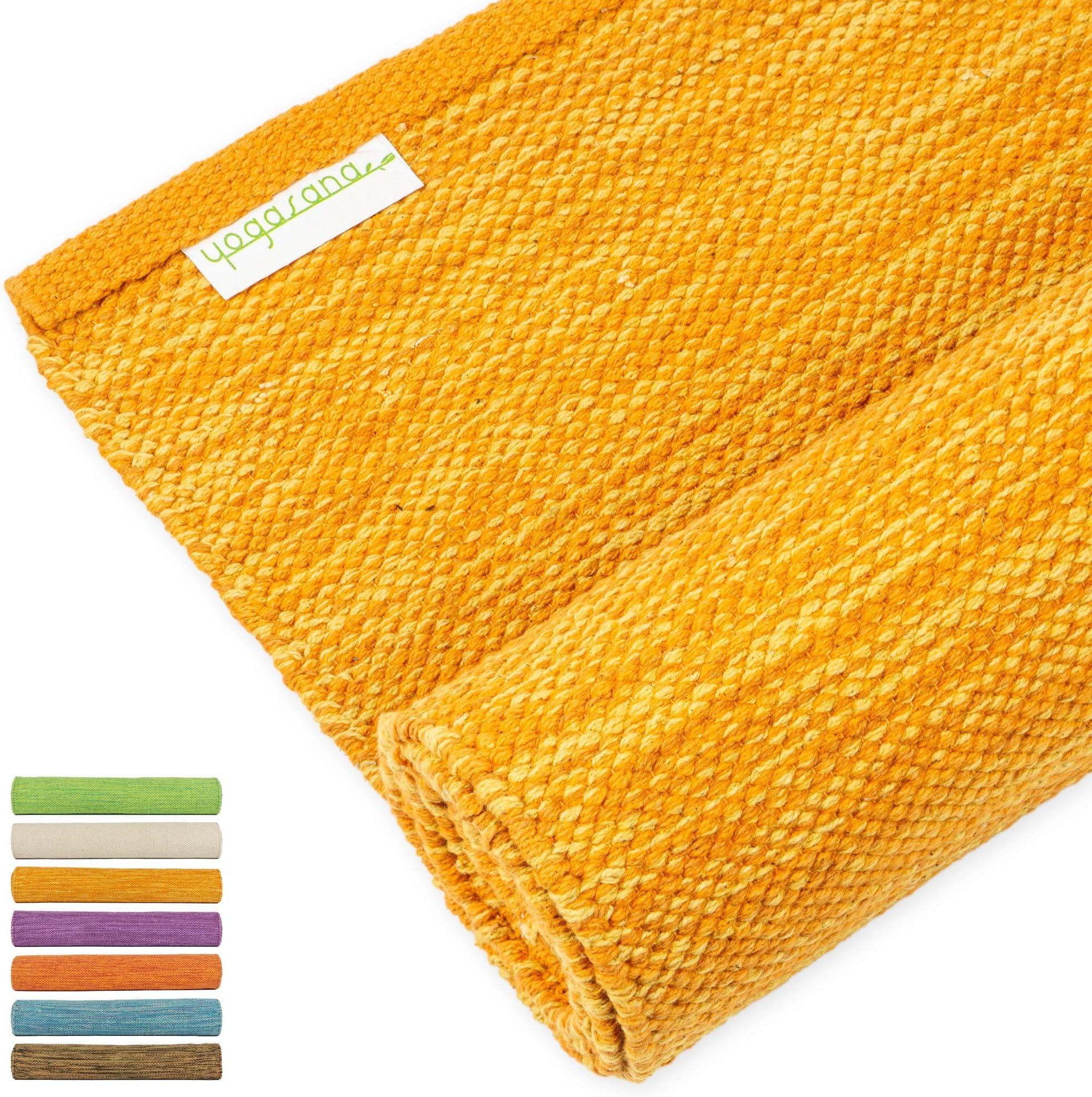 Yogasana Yoga Mat | Thick Eco-Friendly Cotton, Home Workout Floor Exercise, Meditation, Superior Grip Non Slip, Hot Yoga 72”