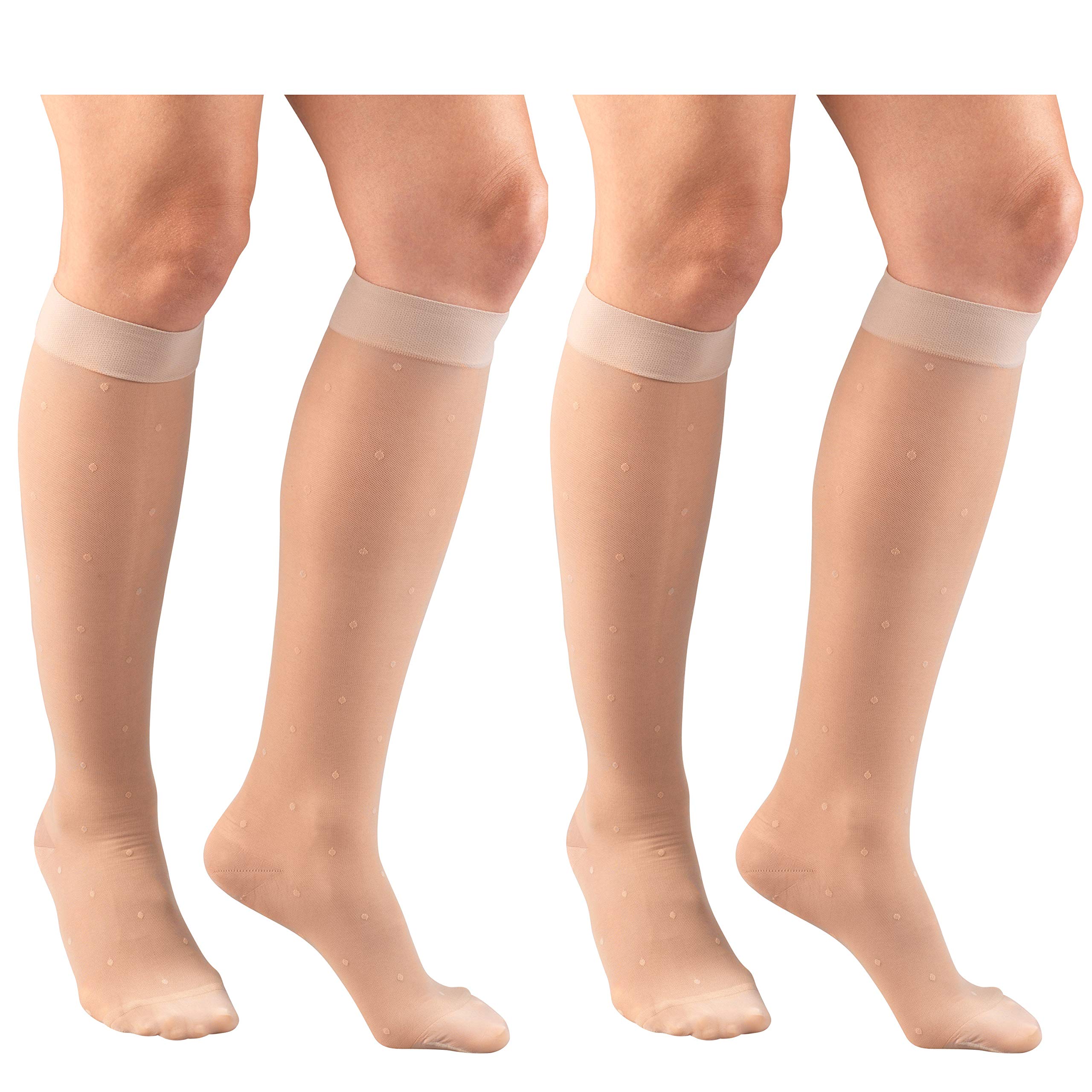 Truform Compression 15-20 mmHg Sheer Knee High Stocking, Nude Dot Pattern, X-Large (Pack of 2)