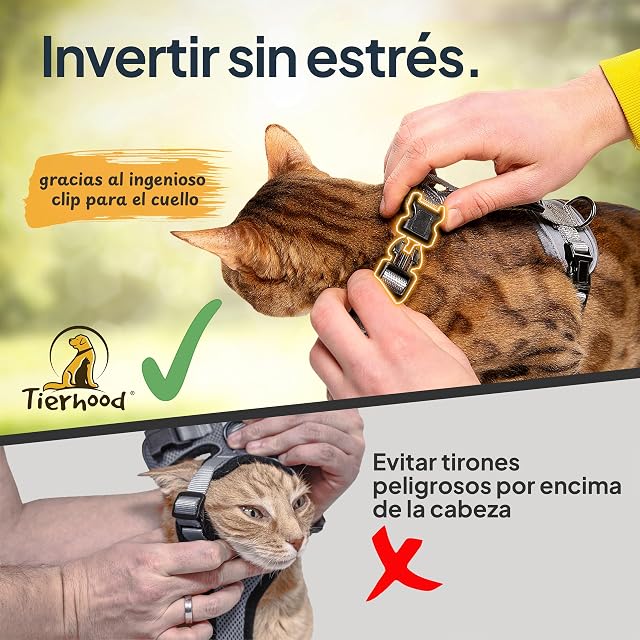 Foto 4 de 5 de Tierhood Arnes para Gatos - Arnes Gatos antiescape - Correa con arnes para