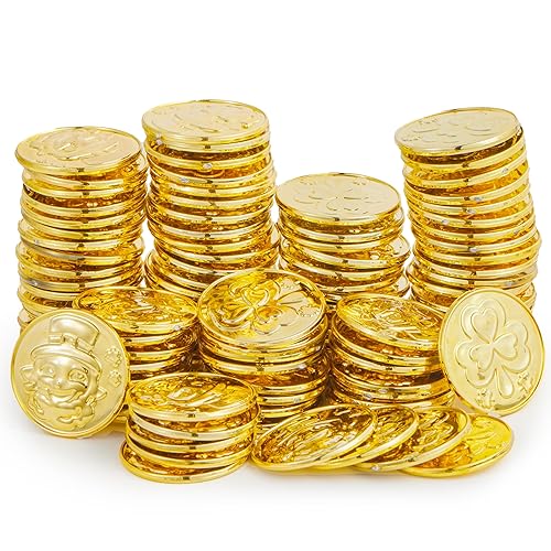 JOYIN 120 Pcs St. Patrick’s Day Gold Coins, Plastic Gold