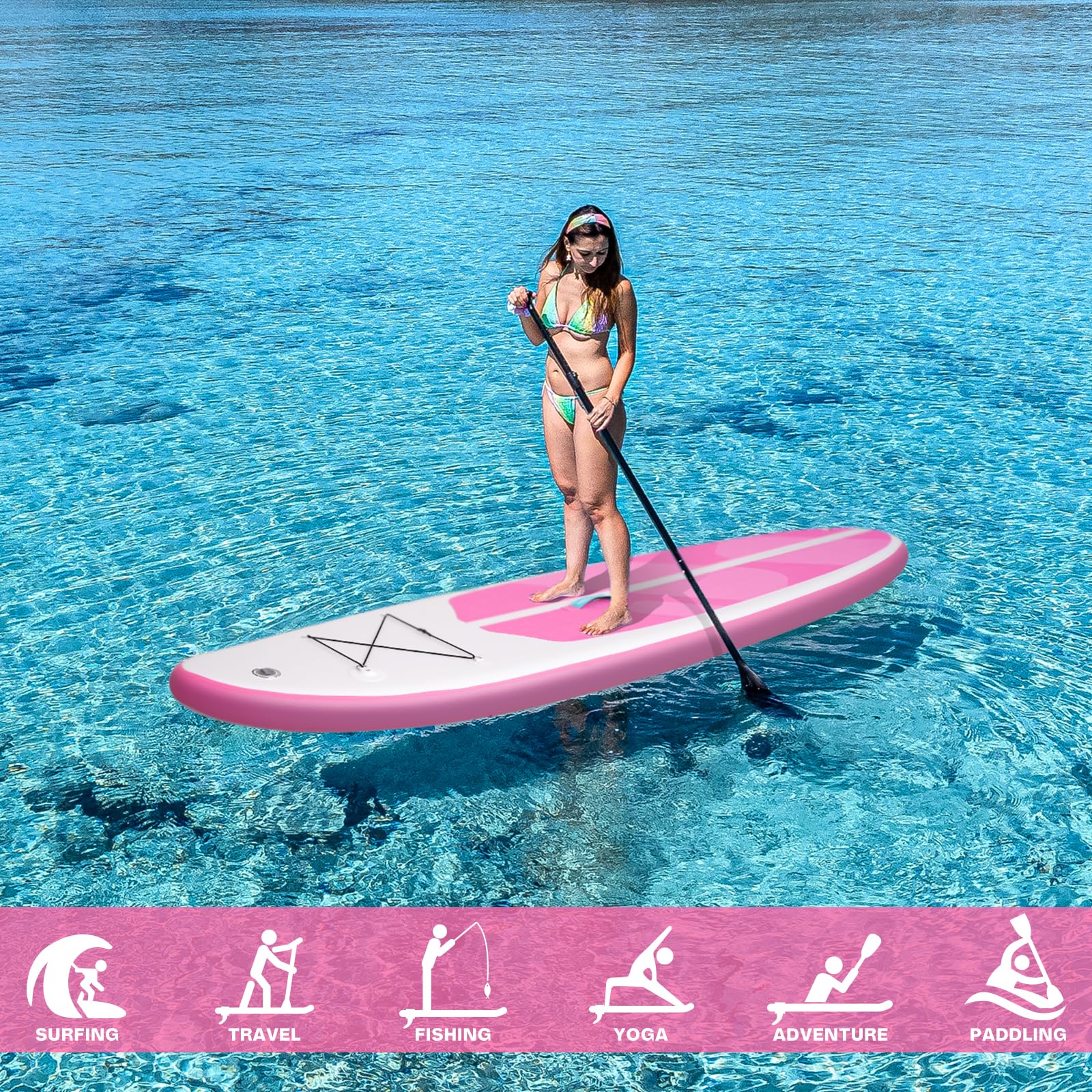 Tuxedo Sailor Tabla de remo inflable plegable para todos los niveles de habilidad, incluye tablas de remo, remo, aletas, mochila, color rosa