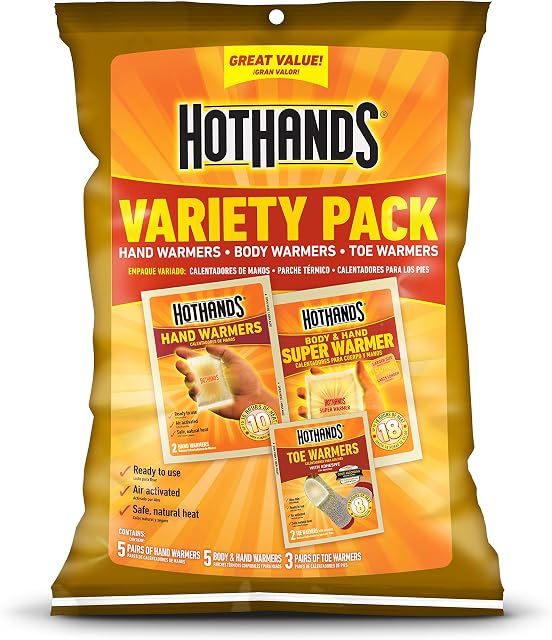 HotHands Long Lasting Safe Natural Odorless Air Activated Warmers Variety Pack