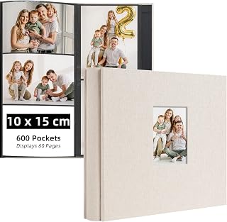 Vienrose Álbum Fotos 10x15 600 Bolsillos, Horizontal Vertical Tela Beige | Páginas sin ácido, Bolsillos transparentes, Bod...