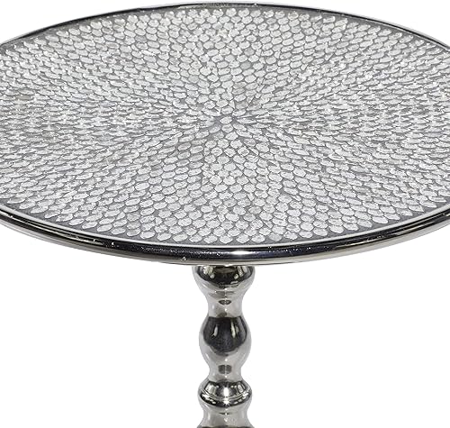 Miniatura 8 de Deco 79 Mesa auxiliar de metal de aluminio, mesa auxiliar de 16 x 16 x 20 pulgadas, color plateado