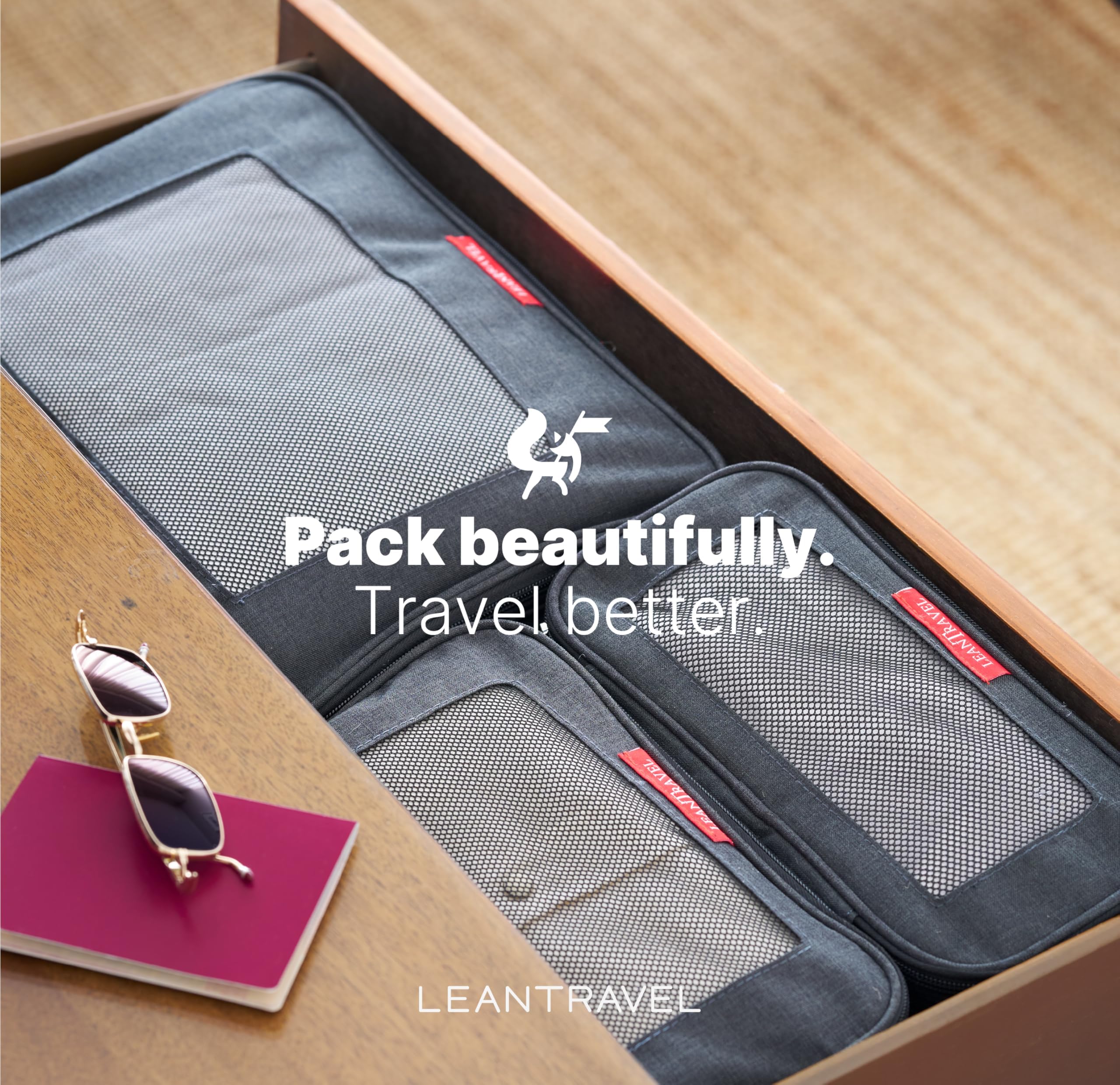 LeanTravel - Secchi di imballaggio a compressione per organizzatori da viaggio con doppia cerniera
