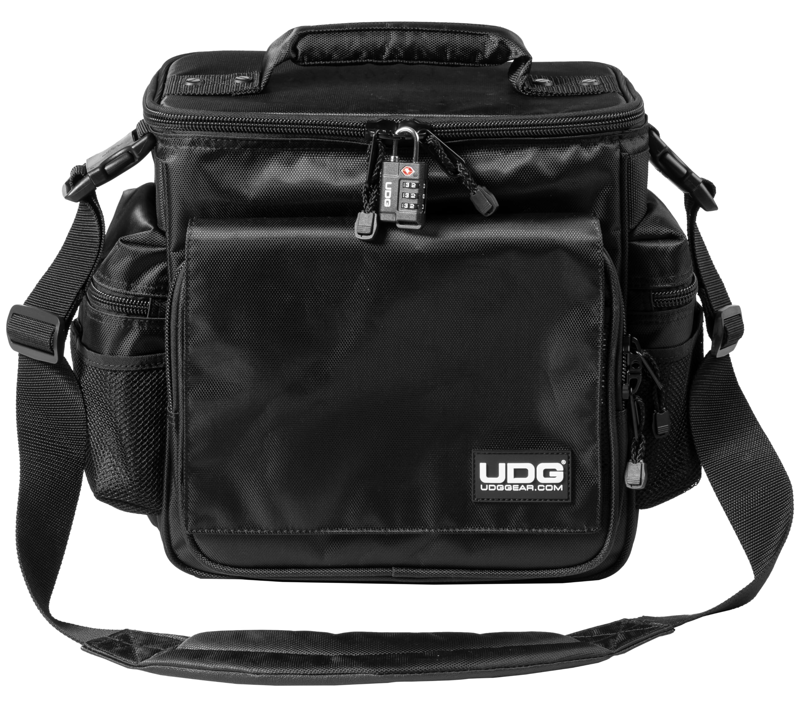 UDG Ultimate SlingBag MK2 Black (U9630) - Borsa per Trasporto Vinili, Controller, Interfaccia Audio, Cuffia e Cavi, Nero
