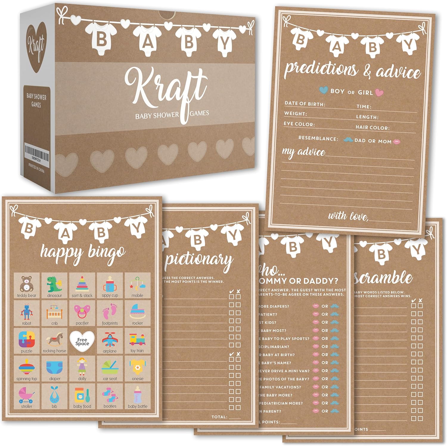 Fun Easy Baby Shower Games Kraft Set Games, 50 Tunisia Ubuy