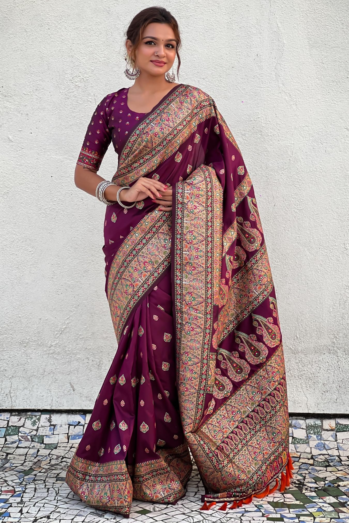 SGF11 Women's Kanjivaram Pure Soft Silk Saree With Unstitched Blouse Piece