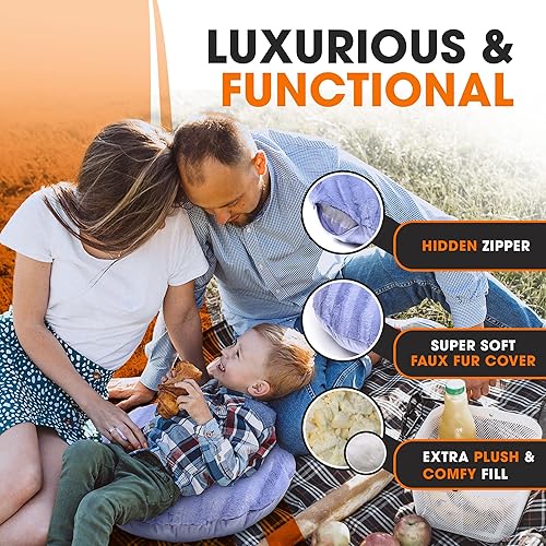 Miniatura 5 de Cheer Collection Almohadas de piel sintética, decorativas, redondas, para sofá y cama, lavables a máquina, 18 pulgadas, Veri Peri (juego de 2)