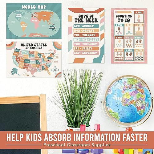 Miniatura 6 de Hadley Designs 16 carteles educativos para niños pequeños de 1 a 3 años, carteles laminados de aprendizaje para preescolar y jardín de infantes,