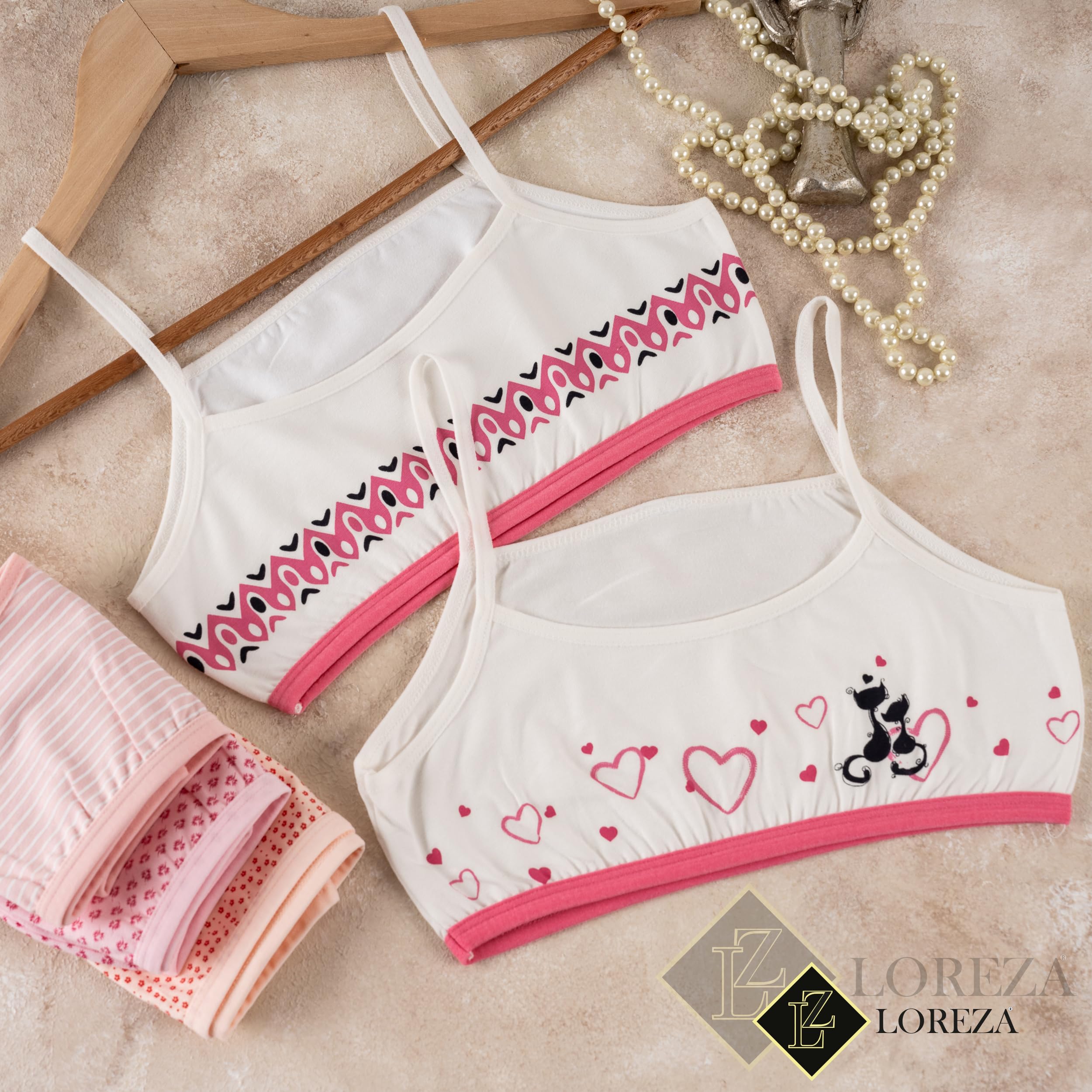 LOREZA ® 5 Brassières en Coton pour Fille sous-vêtements Soutien-Gorge de Sport Tailles 10 à 15 Ans
