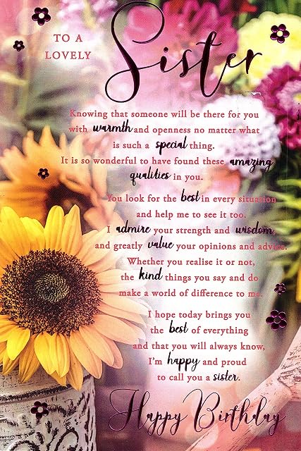 to A Lovely Sister Birthday Card - Size 6" X 9"