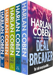 Myron Bolitar Series 5 Books Collection Set by Harlan Coben (Deal Breaker, Drop Shot, Fade Away, Back Spin & One False Move)