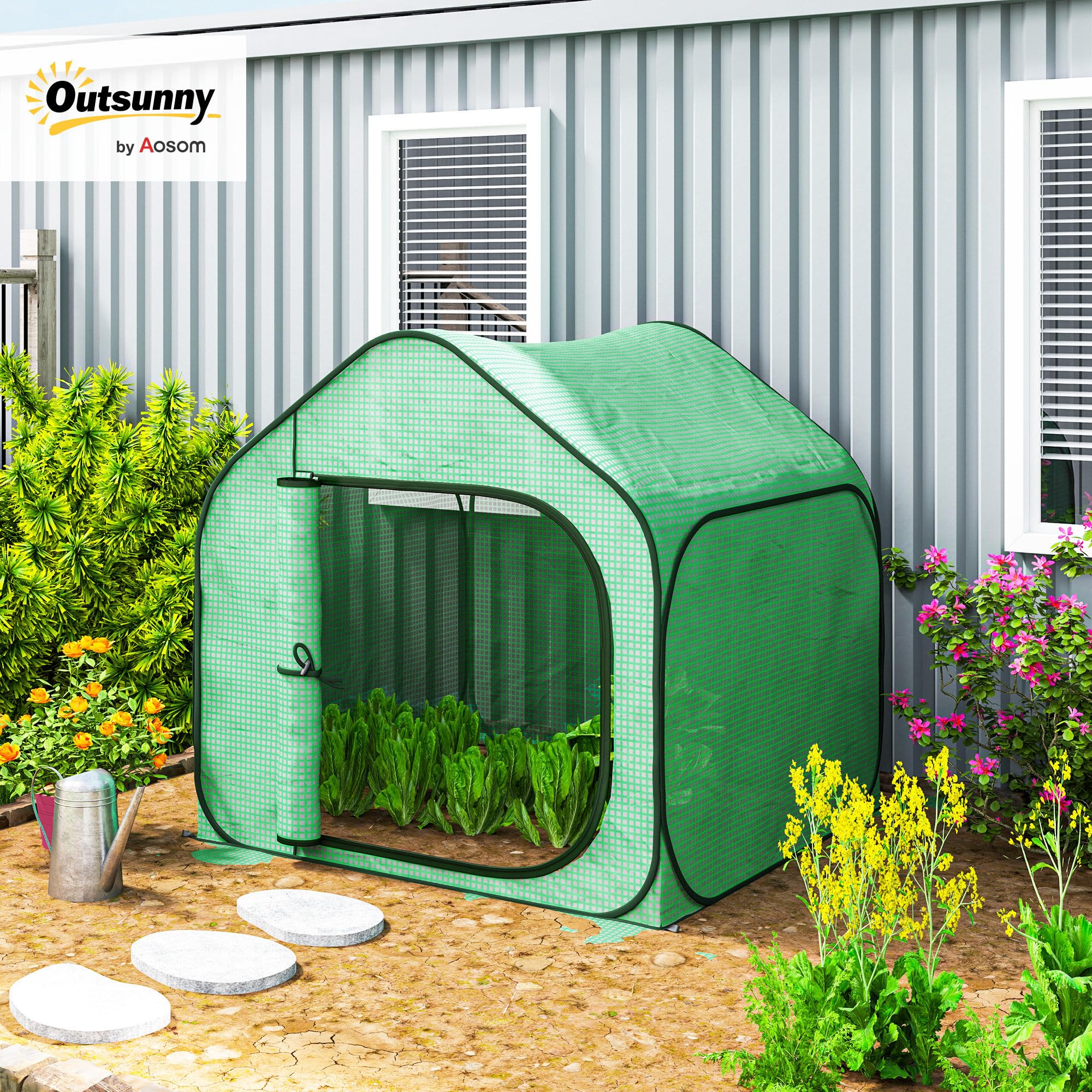 Outsunny Mini Pop Up Greenhouse with Reinforced PE Cover - Image 2