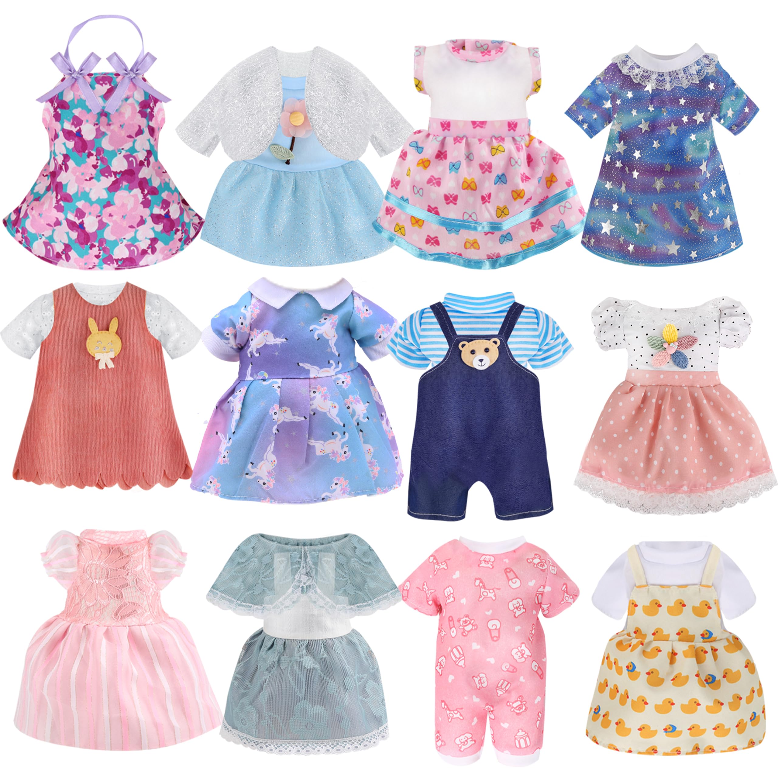 Girl Doll Clothes,12 Sets Doll Clothes Dress for 12 13 14 Inch Dolls, Lovely Baby Doll Outfits Accessories for Christmas Birthday for Little Girl