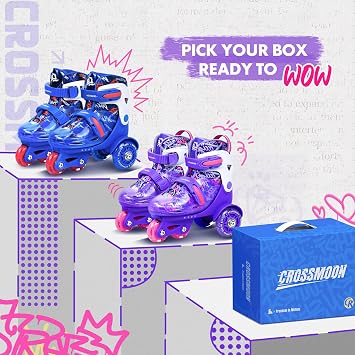 Toddler Roller Skates with Cool Dino Script Design, Kids Training Skating Shoes with Triple Safety Protection, 4 Adjustable Sizes, Light-Up Wheels