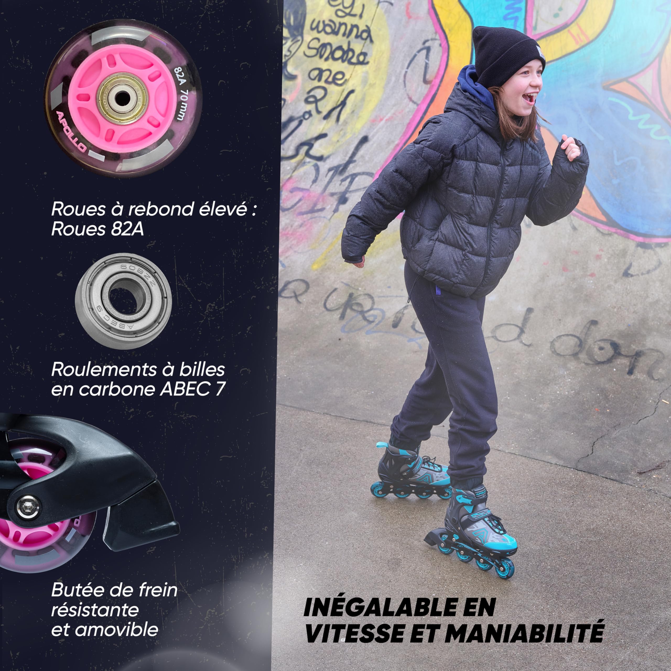 Champion - Roller à Taille Réglable pour Enfants, Femmes et Hommes (31-42), avec Roues LED, Haute Qualité